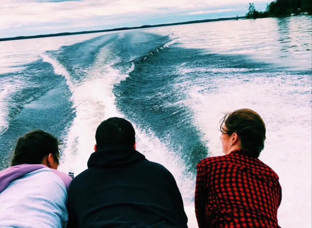 View of Sacandaga Lake from a boat.